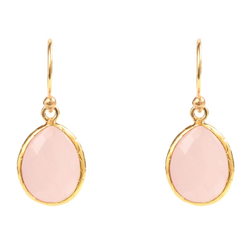 Petite Drop Earrings Rose Quartz Gold image