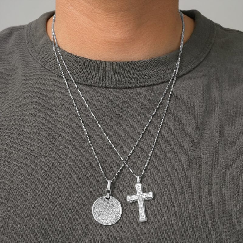 Diamond Men's Cross Pendant In Sterling Silver image