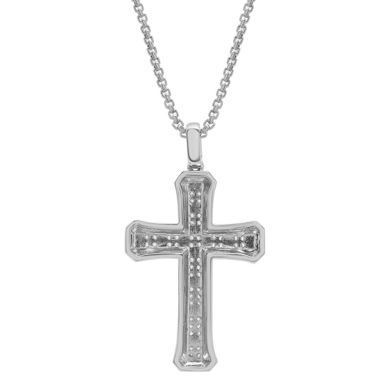 Diamond Men's Cross Pendant In Sterling Silver image