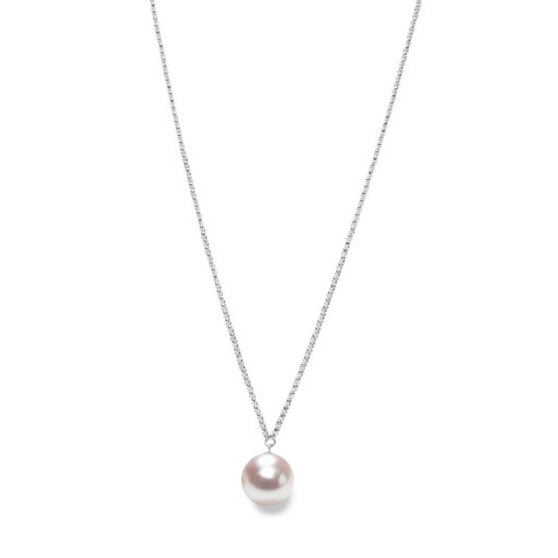 Xxl White Pearl Pendant Necklace - Silver image