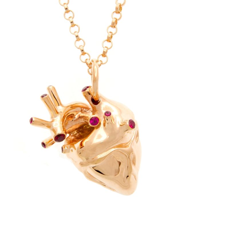 Heart Pendant Rose Gold With Rubies image