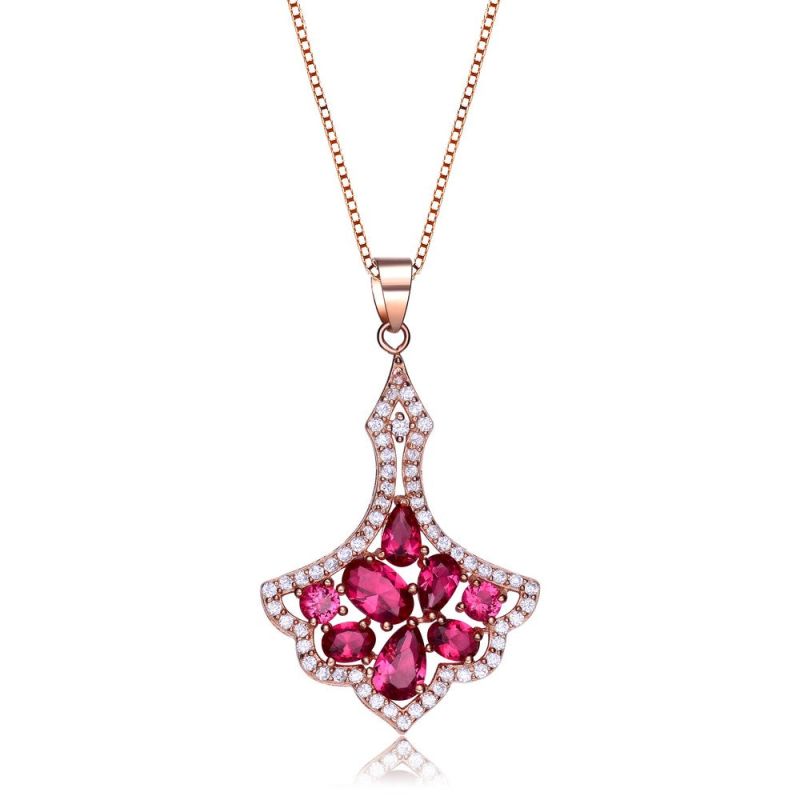 14k Rose gold-plated necklace with clear cubic zirconia