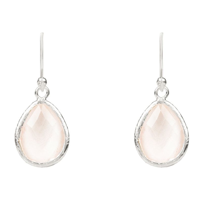 Petite Drop Earrings Rose Quartz Hydro Silver image