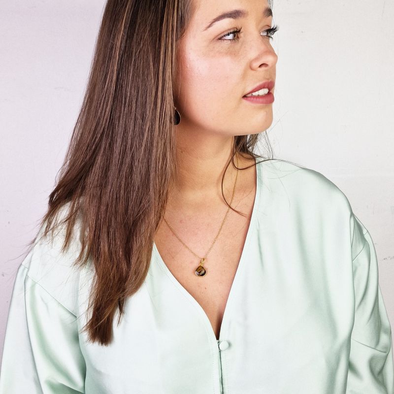 Gold Plated Tiger's Eye Protection Crystal Necklace Harfi Wolf & Badger