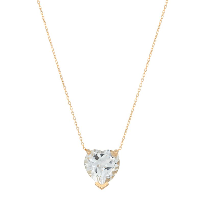 18K Solid Gold Heart Shaped Topaz Necklace image