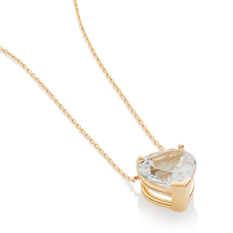 18K Solid Gold Heart Shaped Topaz Necklace image