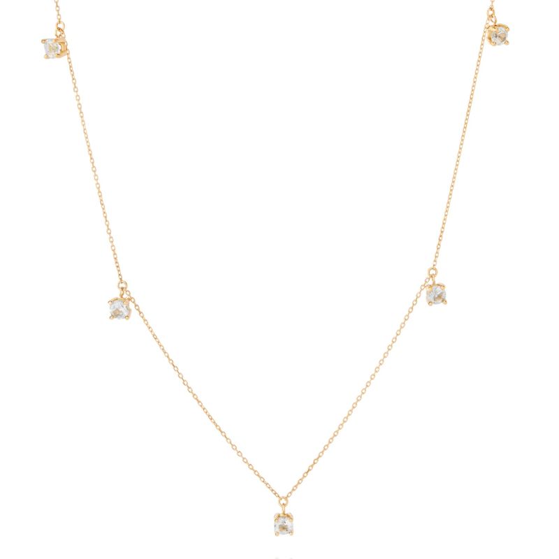 18K Solid Gold Mini Topaz Necklace image