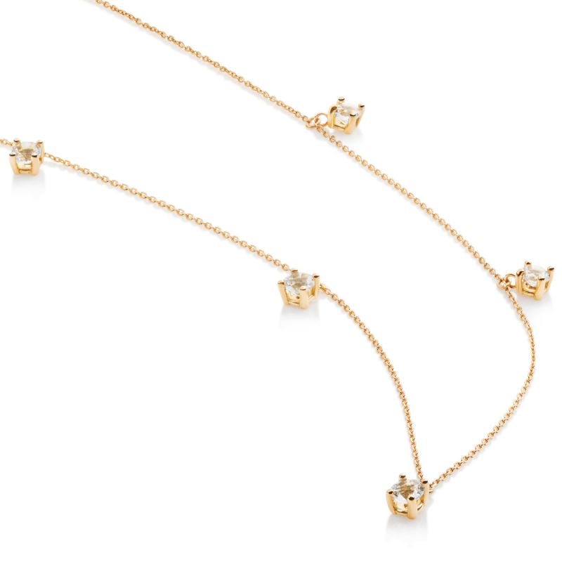 18K Solid Gold Mini Topaz Necklace image