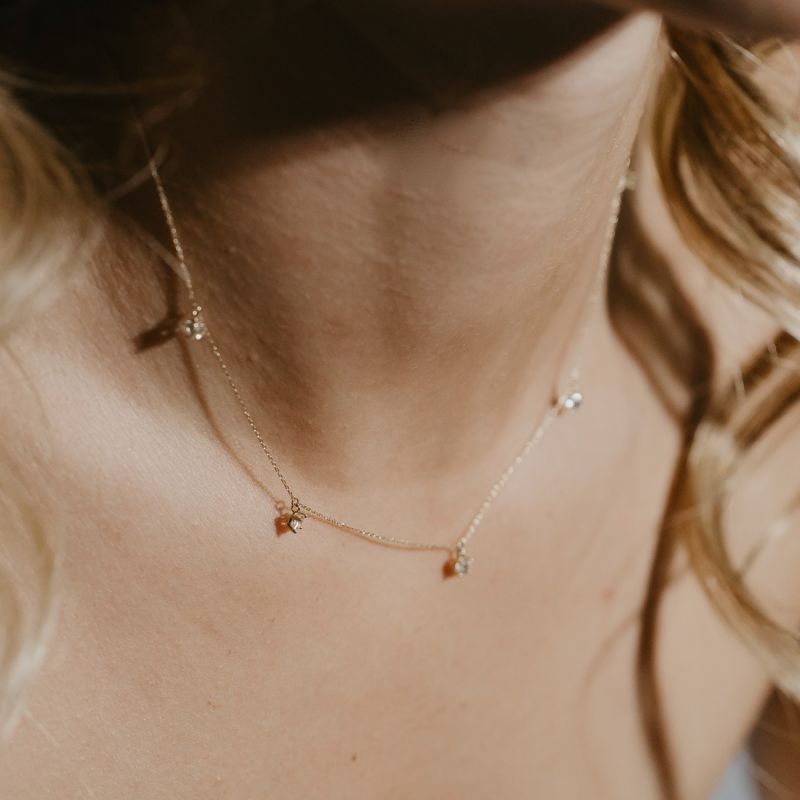 18K Solid Gold Mini Topaz Necklace image