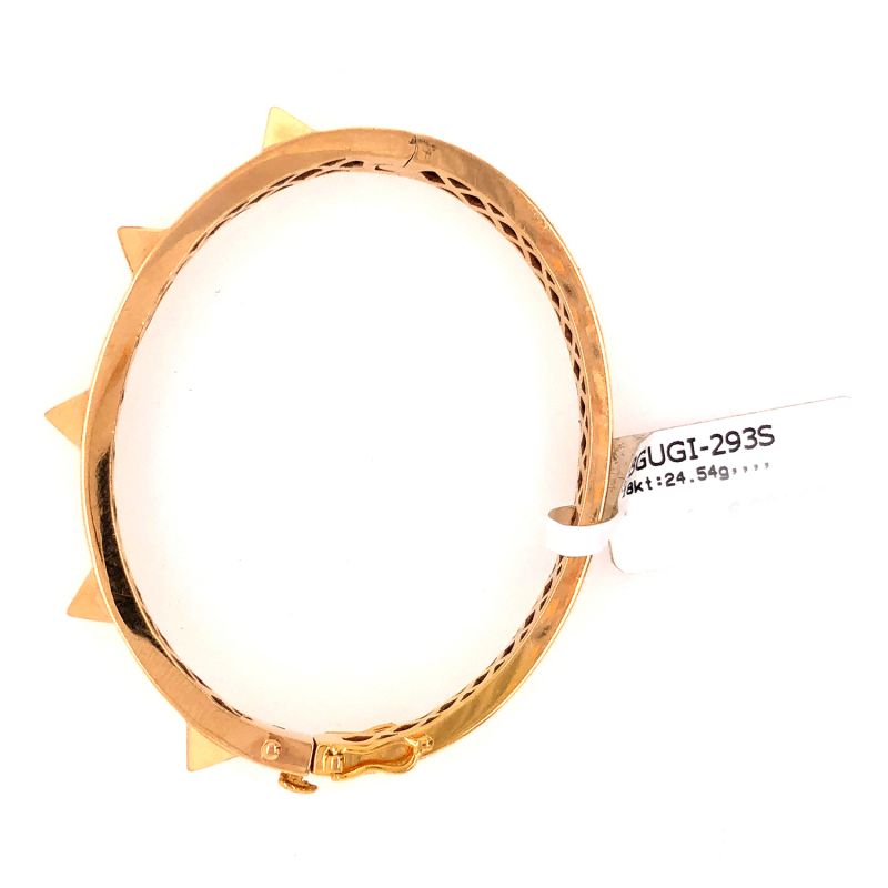 18K Solid Rose Gold Spike Bangle Handmade Jewelry image