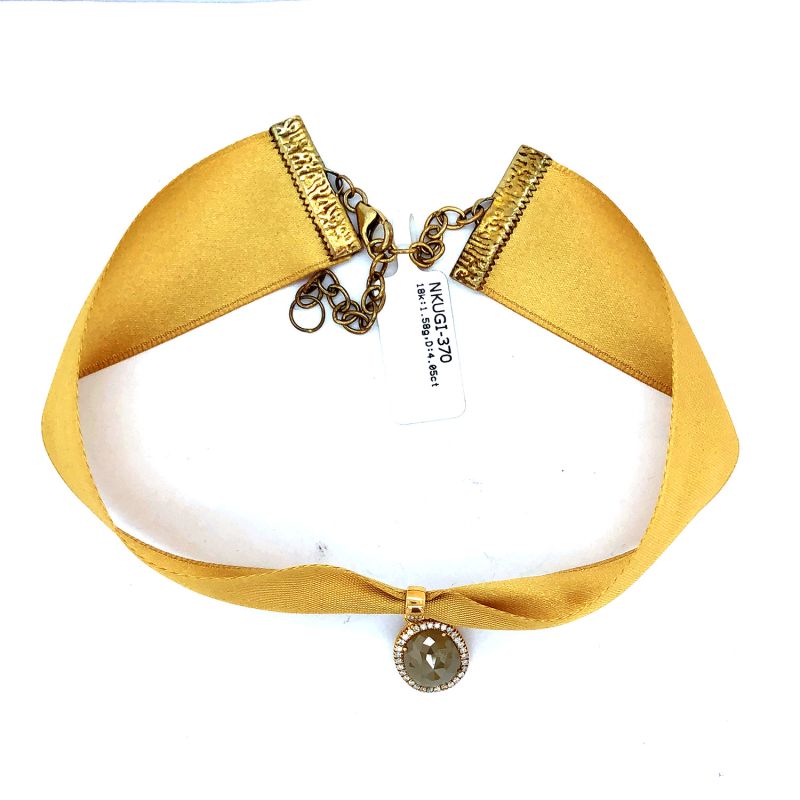 18K Solid Yellow Gold With Natural Diamond Fashionable Choker Necklace image