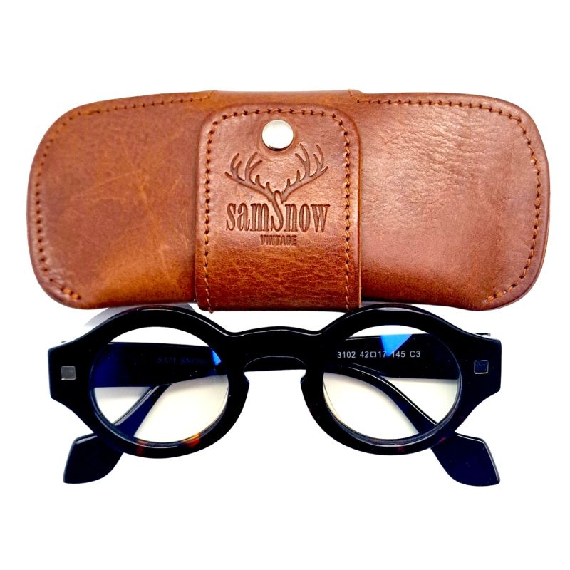 1950s Style Thick Rimmed Glasses in Black and Brown Tortoise Shell Acetate image