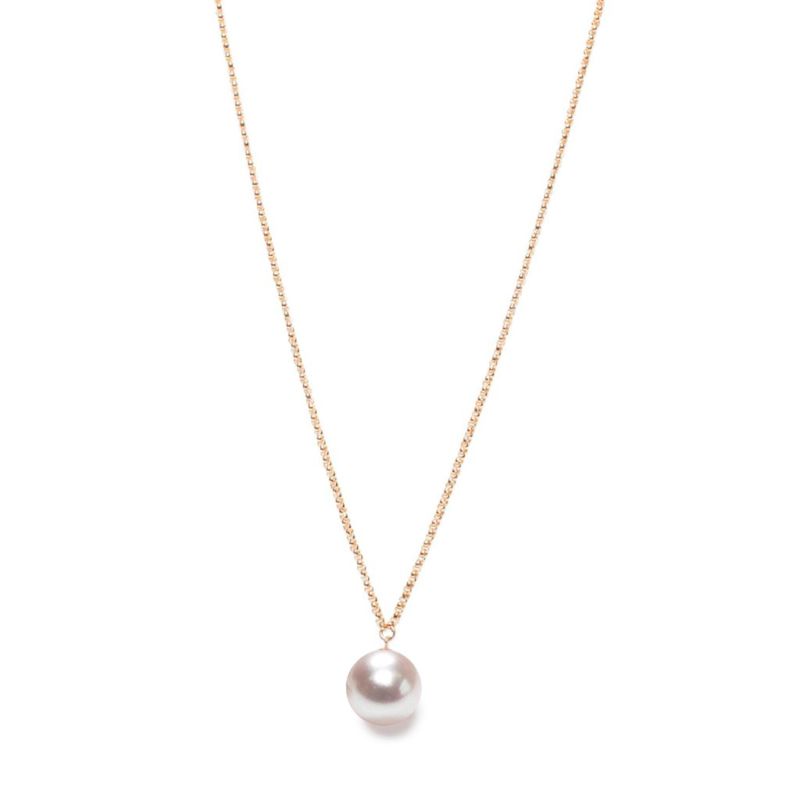 XXL White Pearl Pendant Necklace Gold image