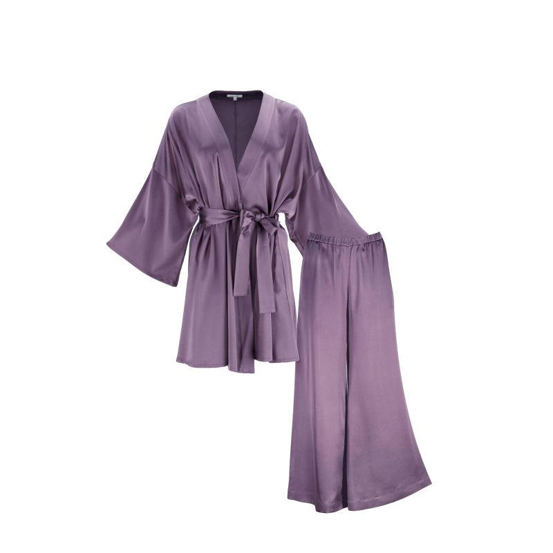 2 Piece Silk Pants Set 'Muse&Leto' In Noble Purple image