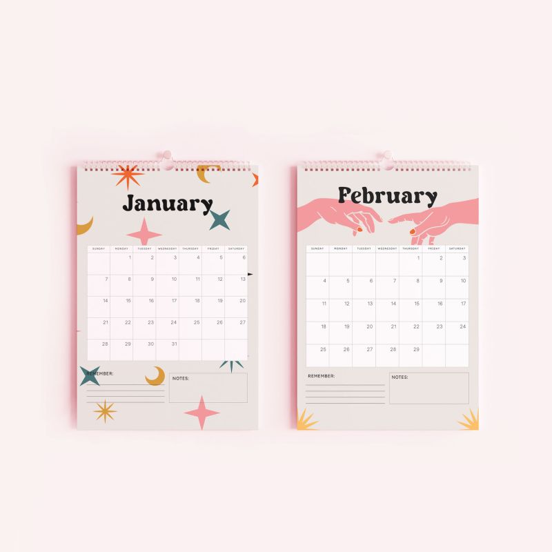 A4 Boho Vibes Calendar 2024 SOFE STORE Wolf & Badger
