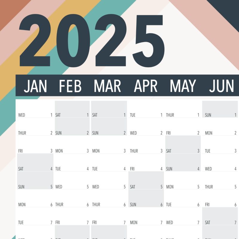 2025 Rainbow Wall Planner A2 Poster Size The Native State Wolf