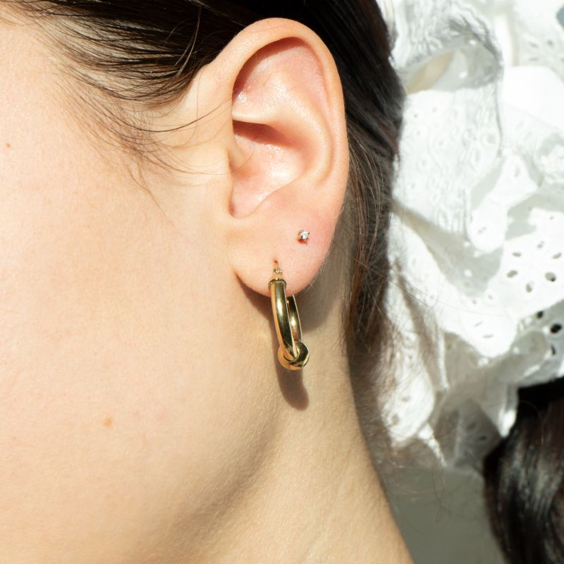 22ct Gold Vermeil Tiny Square CZ Labret Stud Earring image