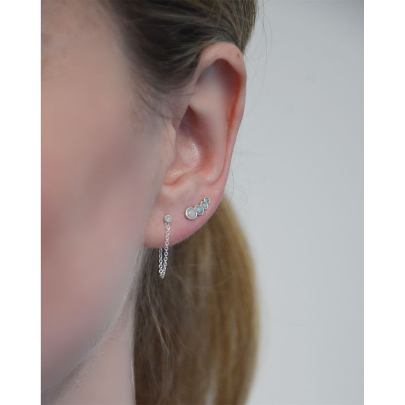 Opal & Chain Earring - Silver image