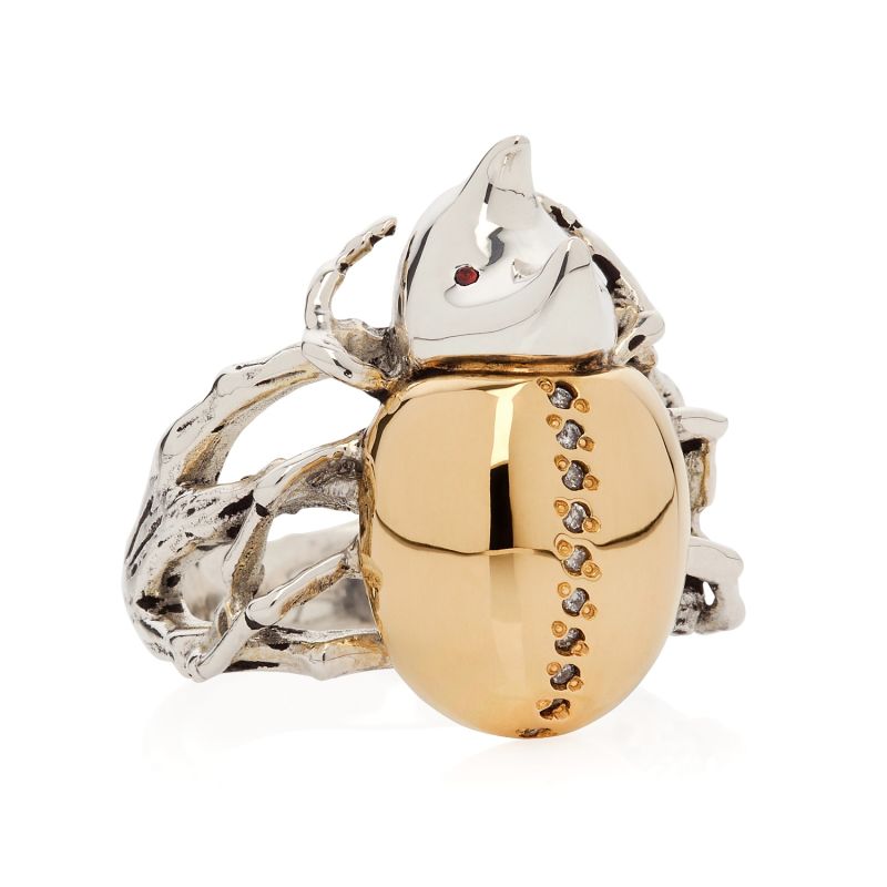 Gilded Rhino Beetle Ring | Yasmin Everley Jewelry | Wolf & Badger