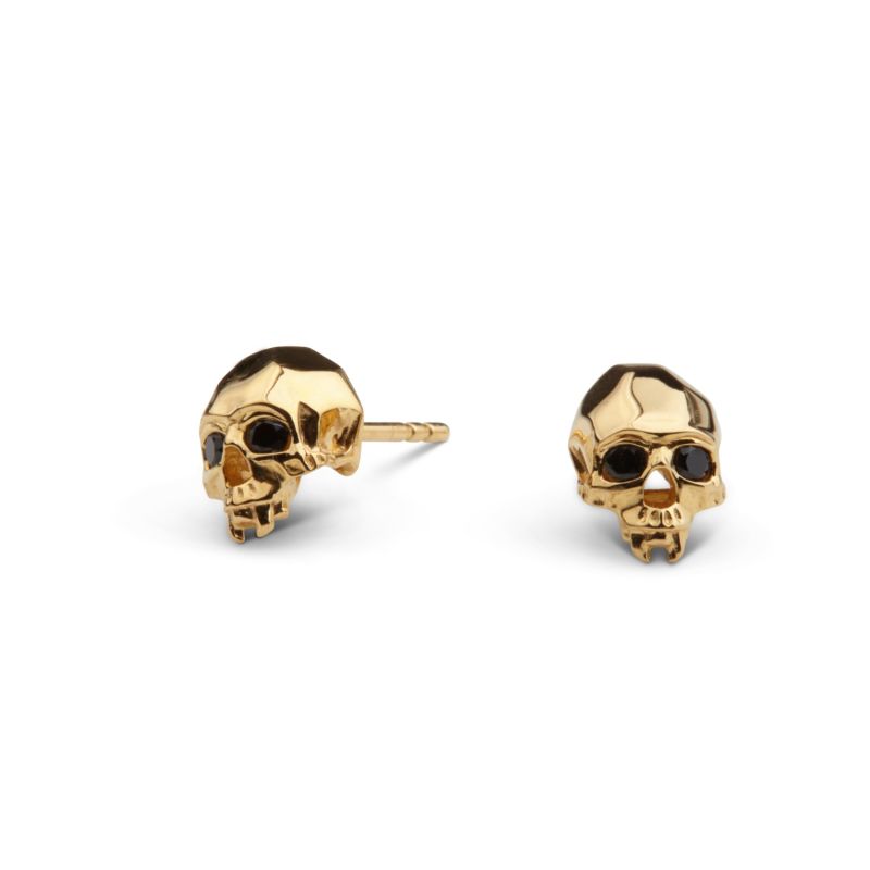 Vampire Skull Stud Earrings Gold image