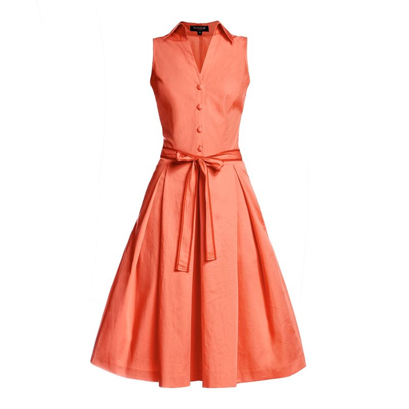 Venice Satin Cotton Belted Flared Dress image