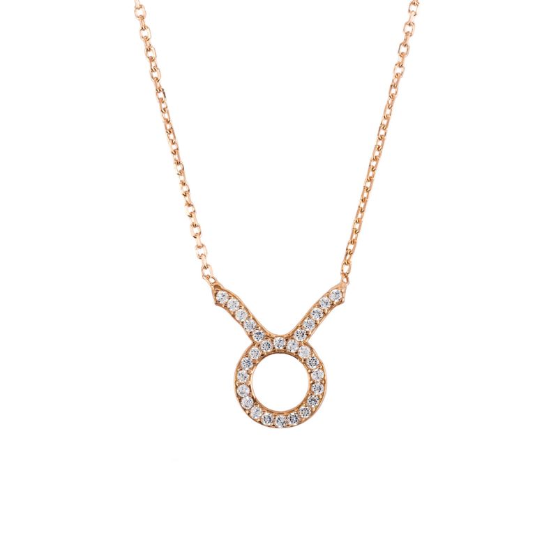 Zodiac Star Sign Pendant Necklace Rose Gold Taurus image