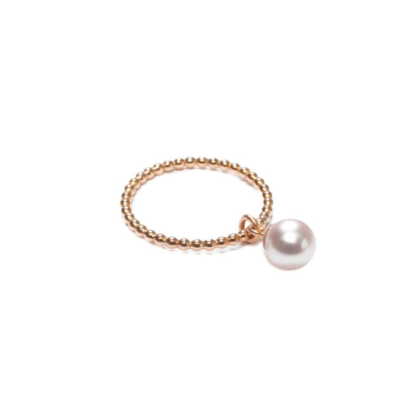 Gold Orb Ring White Pearl image