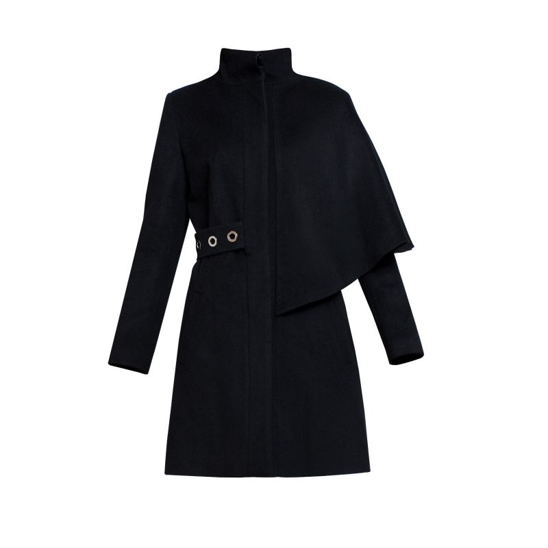 Mayfair Black Asymmetric Wool Blend Coat image