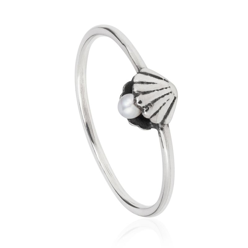 Shell & Pearl Ring Silver image