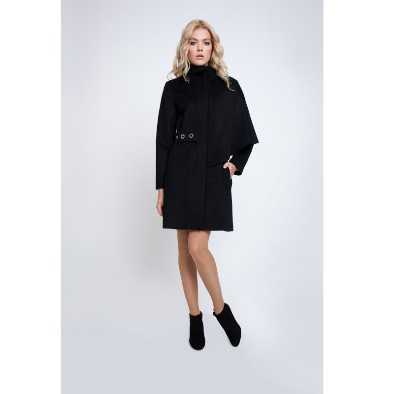 Mayfair Black Asymmetric Wool Blend Coat image