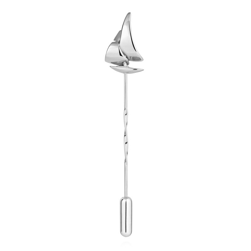 Sail Boat Tie Pin - Silver image