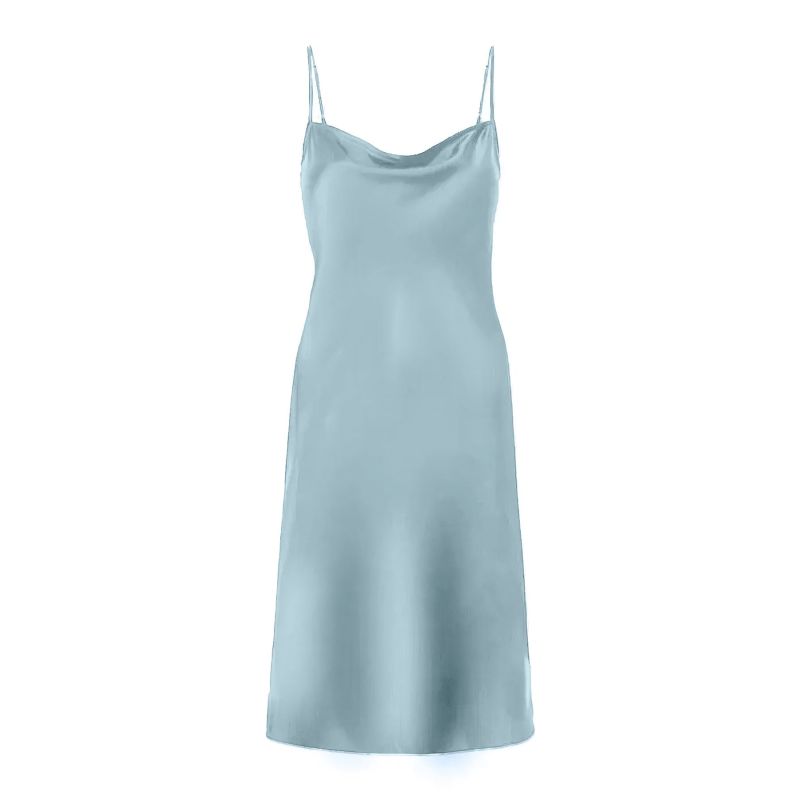 Silk Cowl Mini Slip Dress - Morning Mist Blue image