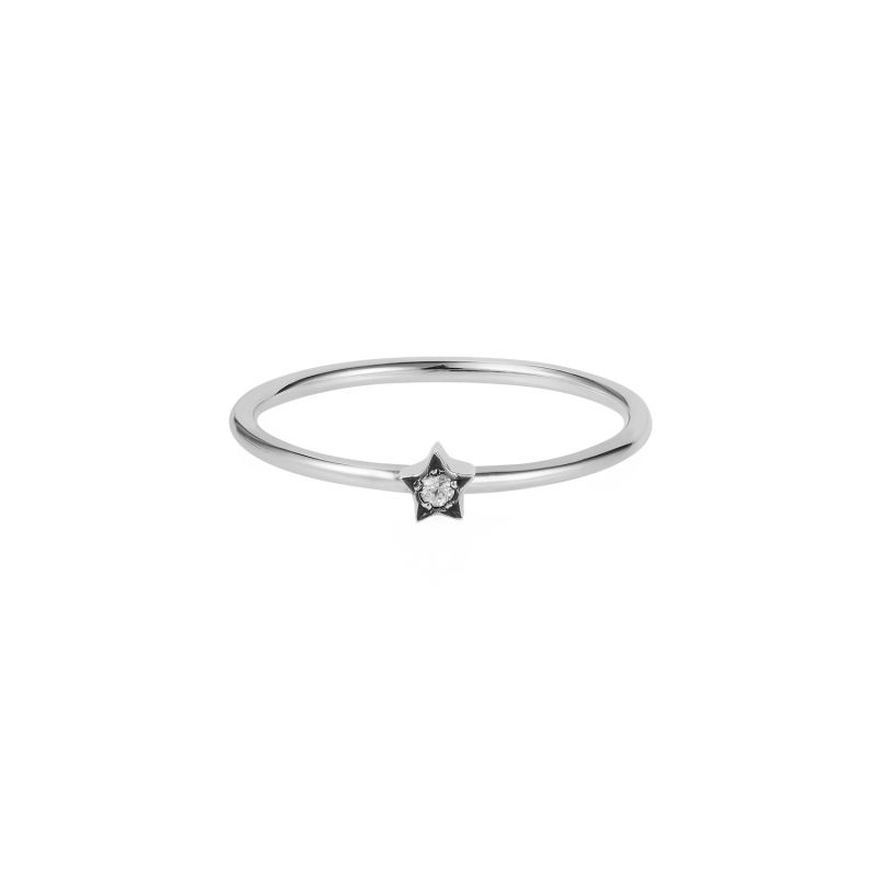 Tiny Star Ring White Sapphire & Silver image