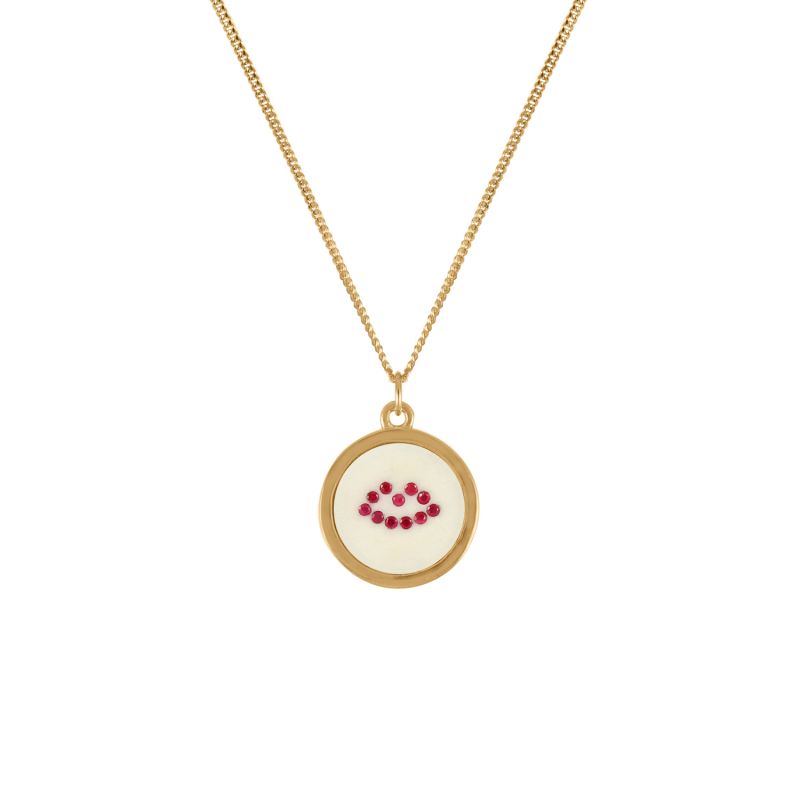 Ruby Lips Necklace - Gold image