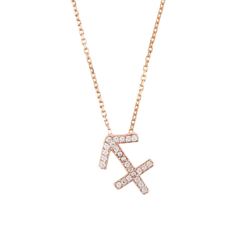 Zodiac Star Sign Pendant Necklace Rose Gold Sagittarius image