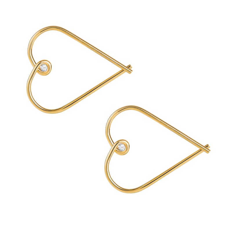 Heart Hoop Earrings - Diamonds & Gold image