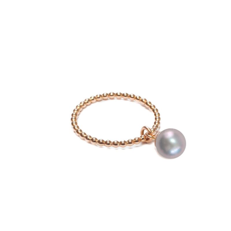 Gold Orb Ring Grey Pearl image