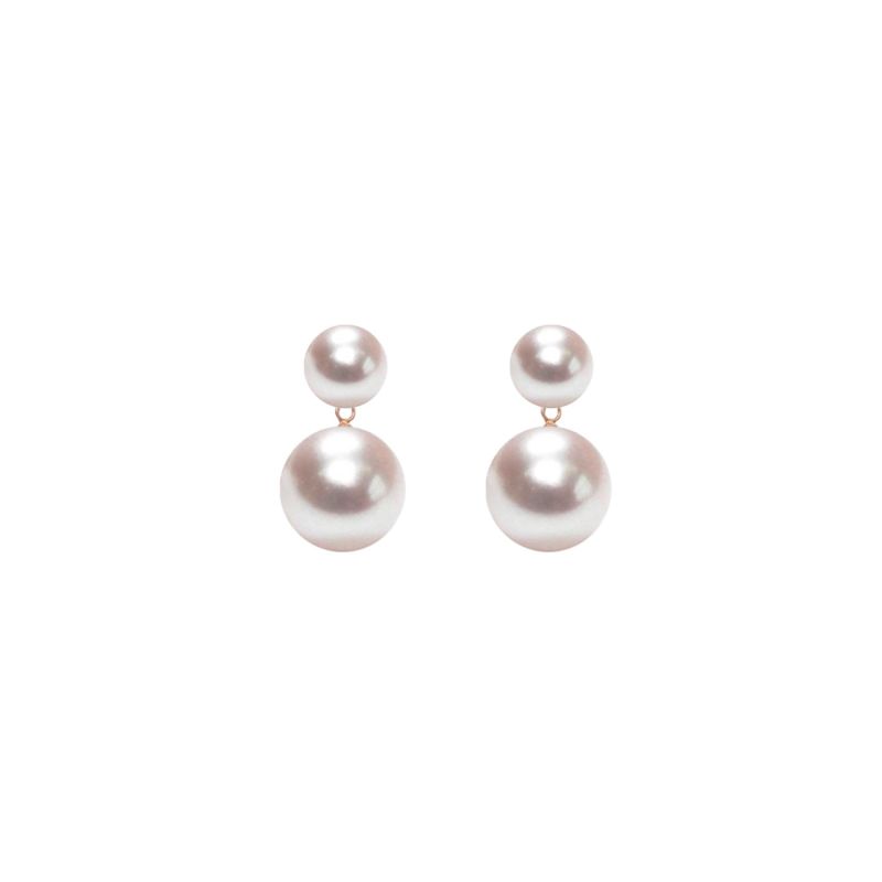 Duet White Pearl Earrings Large Gold image