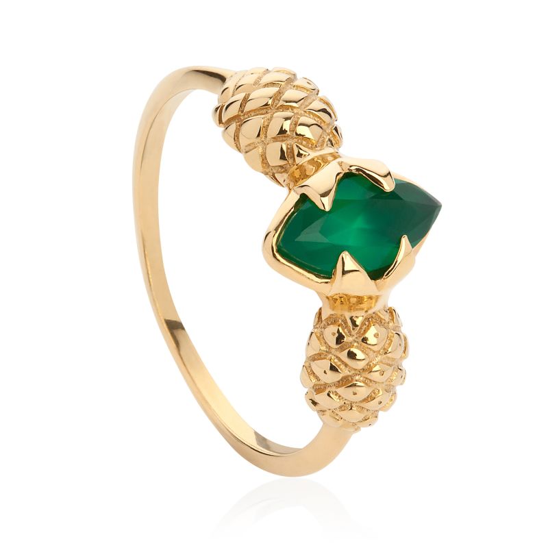 Pineapple Ring- Green Agate & Gold image