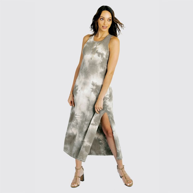 Cotton Cashmere Tie Dye Maxi Dress - Brown image