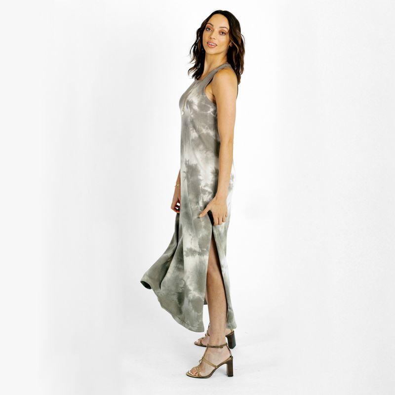 Cotton Cashmere Tie Dye Maxi Dress - Brown image