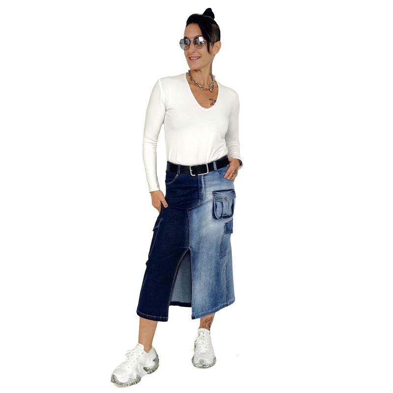 Cargo Pocket denim skirt