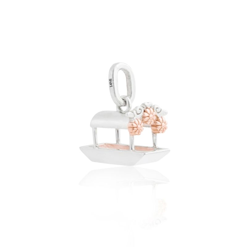 Exquisitely Detailed Trajinera Charm Handmade In Sterling Silver & Vermeil image