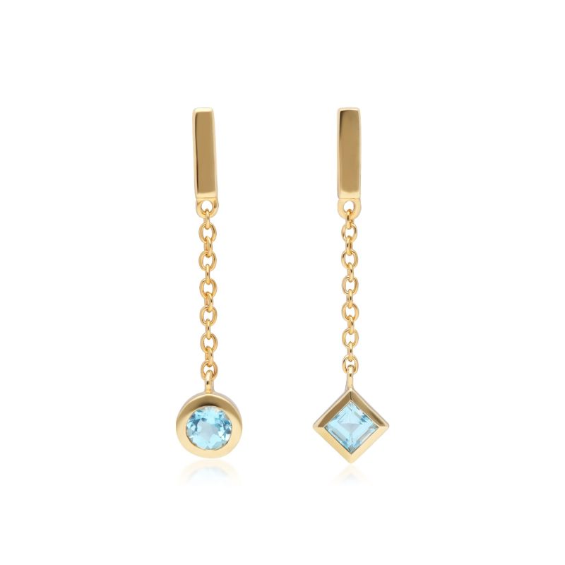 Mismatch Topaz Dangle Earrings In Yellow Gold image