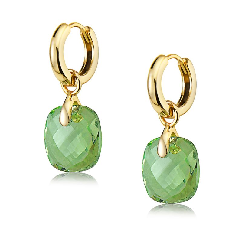 18k Gold Plated Hoops - Gold & Green image
