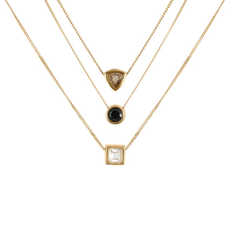 Smoky Quartz Trillion Cut Necklace - Gold image