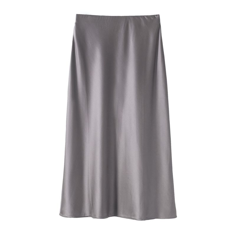 Satin skirt silver cheap