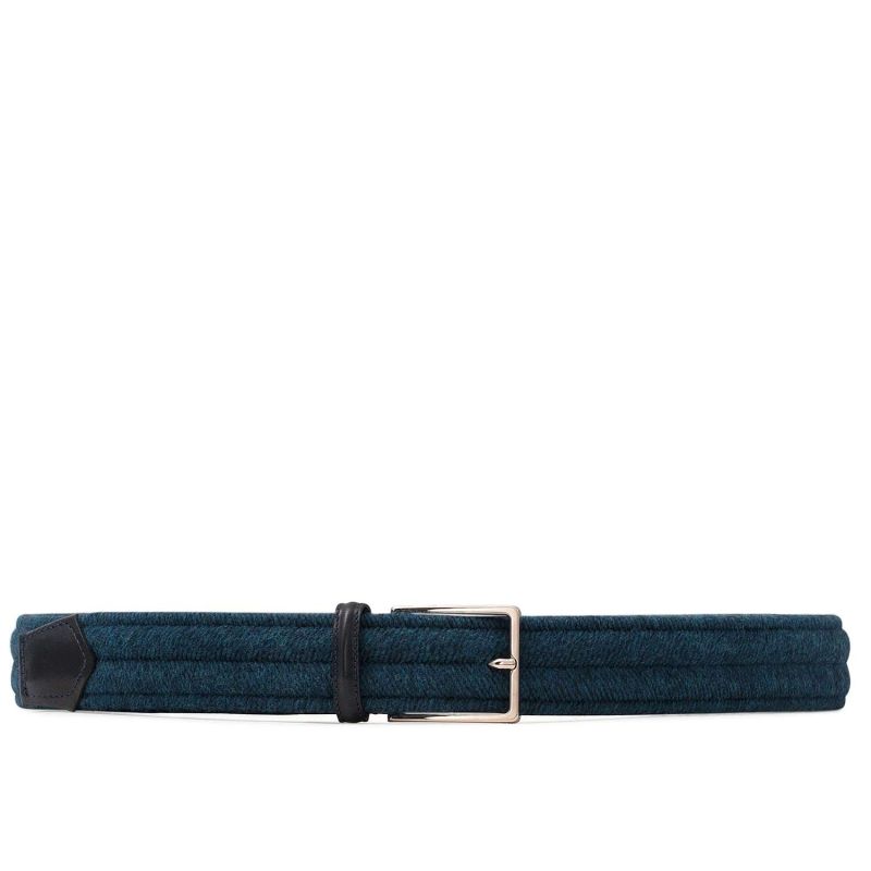 Elastic Braided Wool Belt Blue Fabrizio image