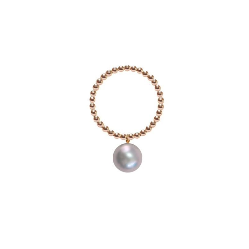 Gold Orb Ring Grey Pearl image