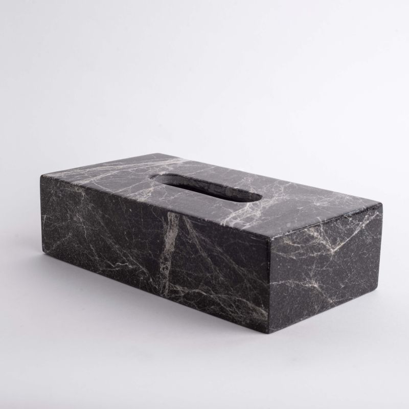 Less Is More Tissue Box Rectangular - Black Marble image